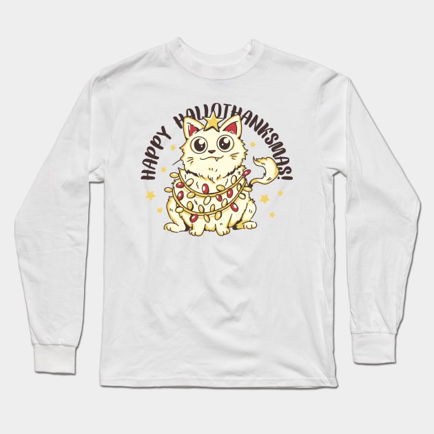 Purr-fect Holiday Cheer Long Sleeve T-Shirt by Life2LiveDesign